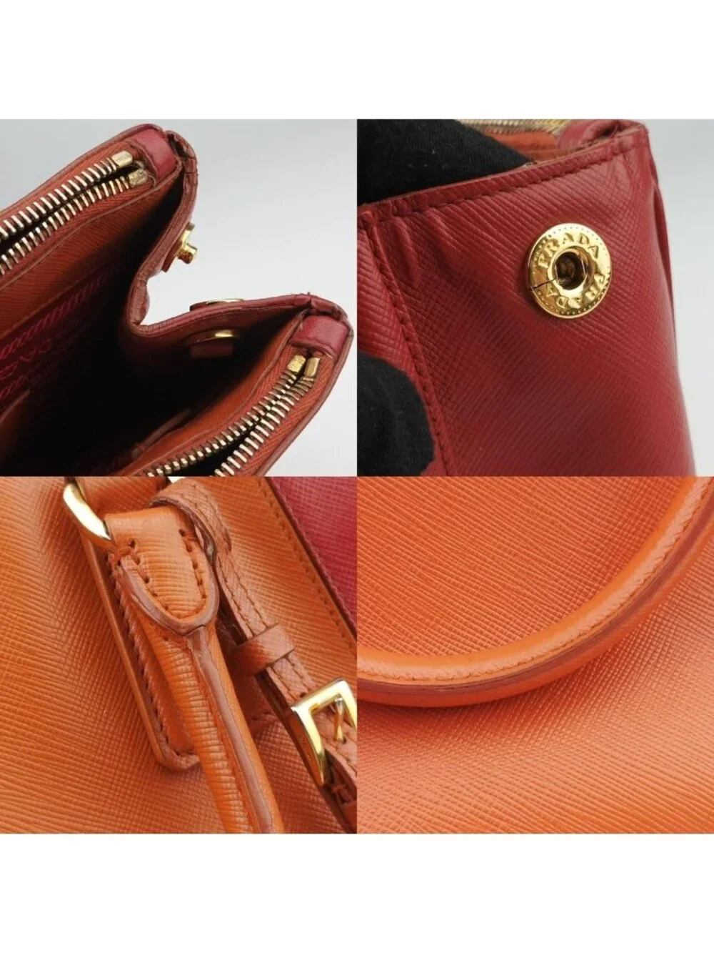 Prada Galleria Orange Red Saffiano Leather 31 Shoulder Bag